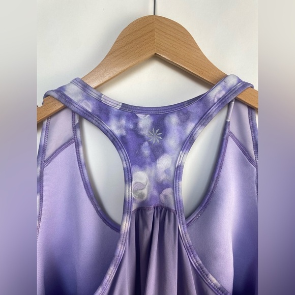 ATHLETA Gray Wisteria Purple Racerback Tank Double Layer side ruching Medium - Picture 5 of 10